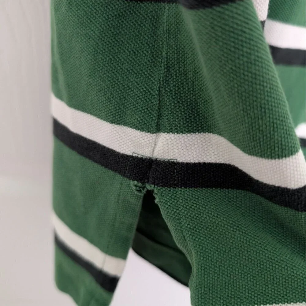 Polo Ralph Lauren Stripe Polo Shirt Mens Size Large Green Short Sleeve Cotton